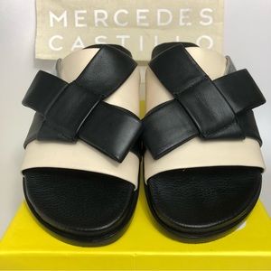 Mercedes Castillo Dafne Leather Bow Slide Sandal Size 6/36